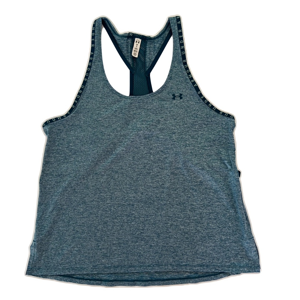 Under Armour Women's Knockout Mesh Back Teal Tank Top Size XL
